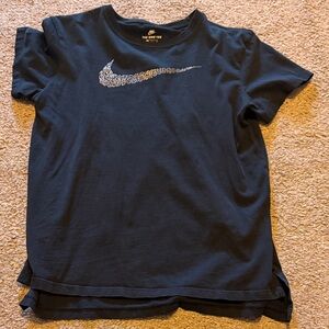Nike Kids Navy Blue T-Shirt with Silver Logo